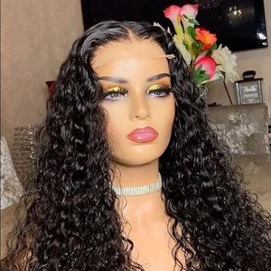 Lace front wig Natural Human Hair Black